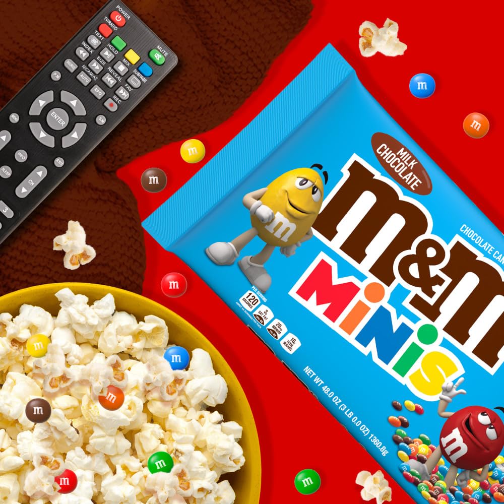 M&M'S MINIS Milk Chocolate Candy,Bulk Candy,3 lbs Bag,(Pack of 2)