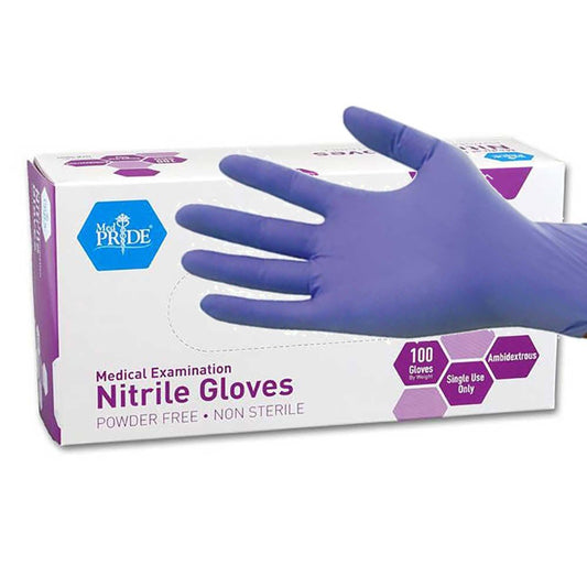 Powder-Free Nitrile Exam Gloves, Iris Blue, Medium, Box/100