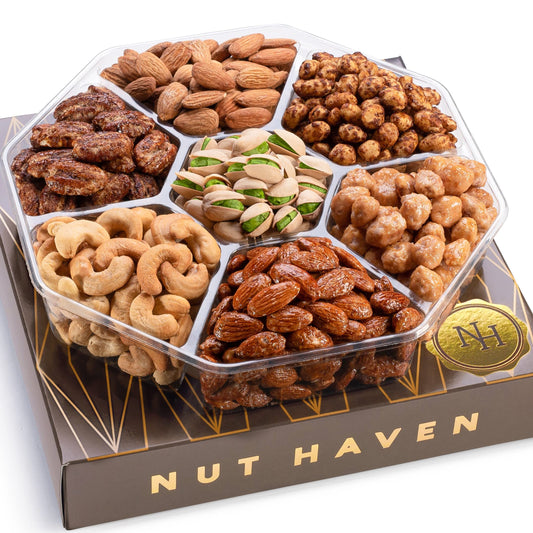 Fathers Day Nuts Gift Basket - Assortment of Sweet & Roasted Salted Gourmet Nuts - Food Gift Box for Dad, Him, Husband, Christmas, Father's Day, Mother's Day, Sympathy, Family, Men & Women