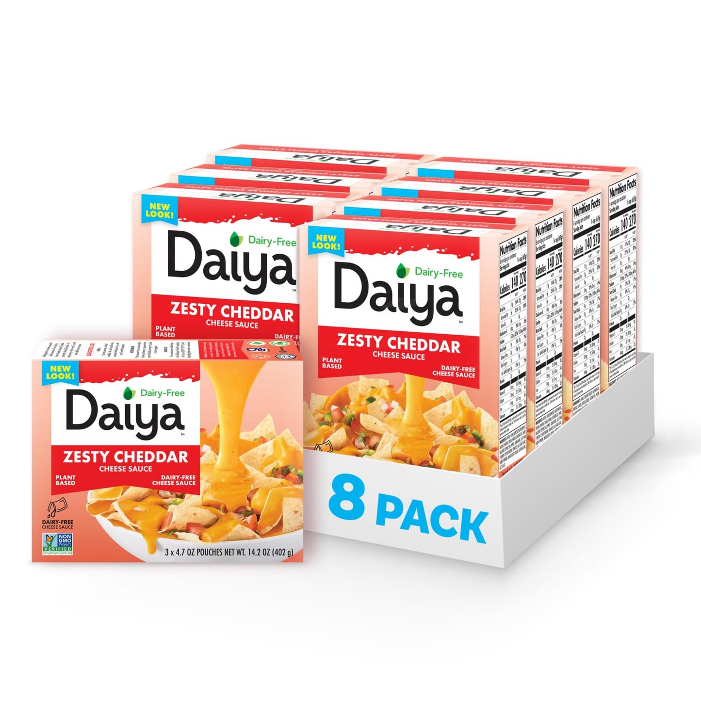 Daiya Dairy Free Zesty Cheddar Cheese Sauce, Plant Based Rich, Creamy, Cheesy Sauce, 14.2 oz (Pack of 8)