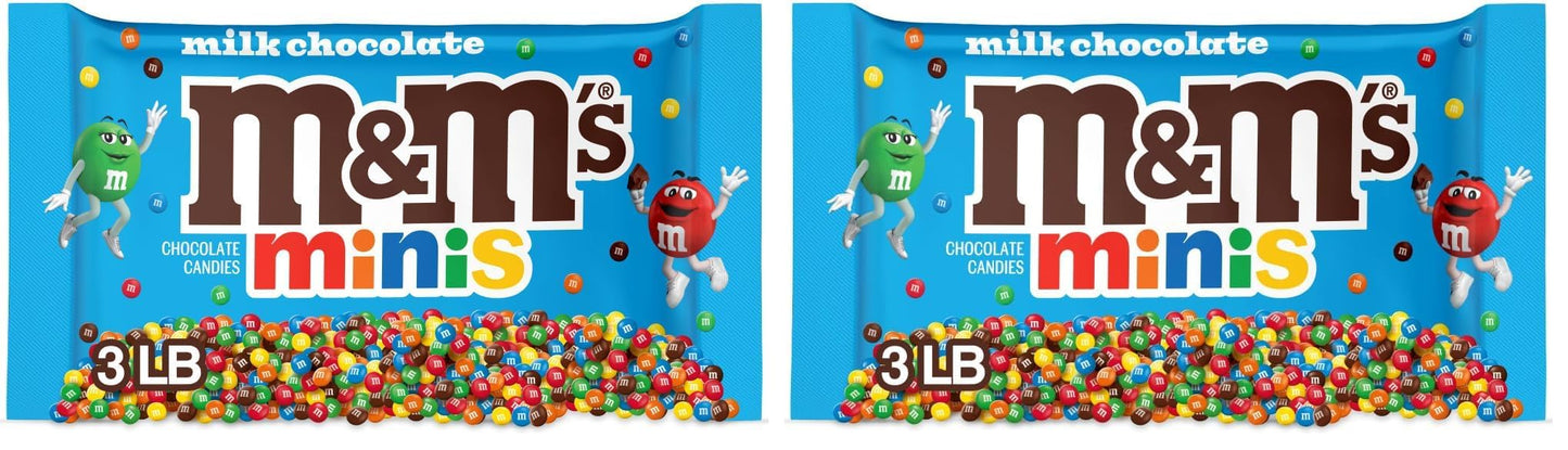 M&M'S MINIS Milk Chocolate Candy,Bulk Candy,3 lbs Bag,(Pack of 2)