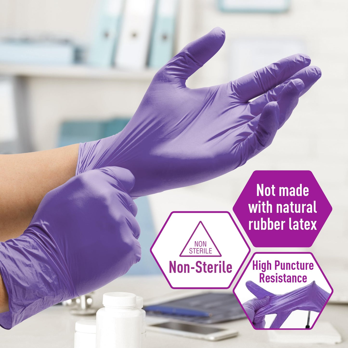 Powder-Free Nitrile Exam Gloves, Iris Blue, Medium, Box/100