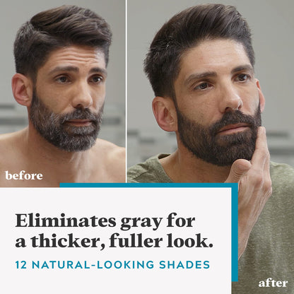Just For Men Mustache & Beard, Beard Coloring for Gray Hair with Brush, With Keratin Biotin Aloe and Coconut Oil for Healthy Facial Hair - Medium Brown, M-35, Pack of 3
