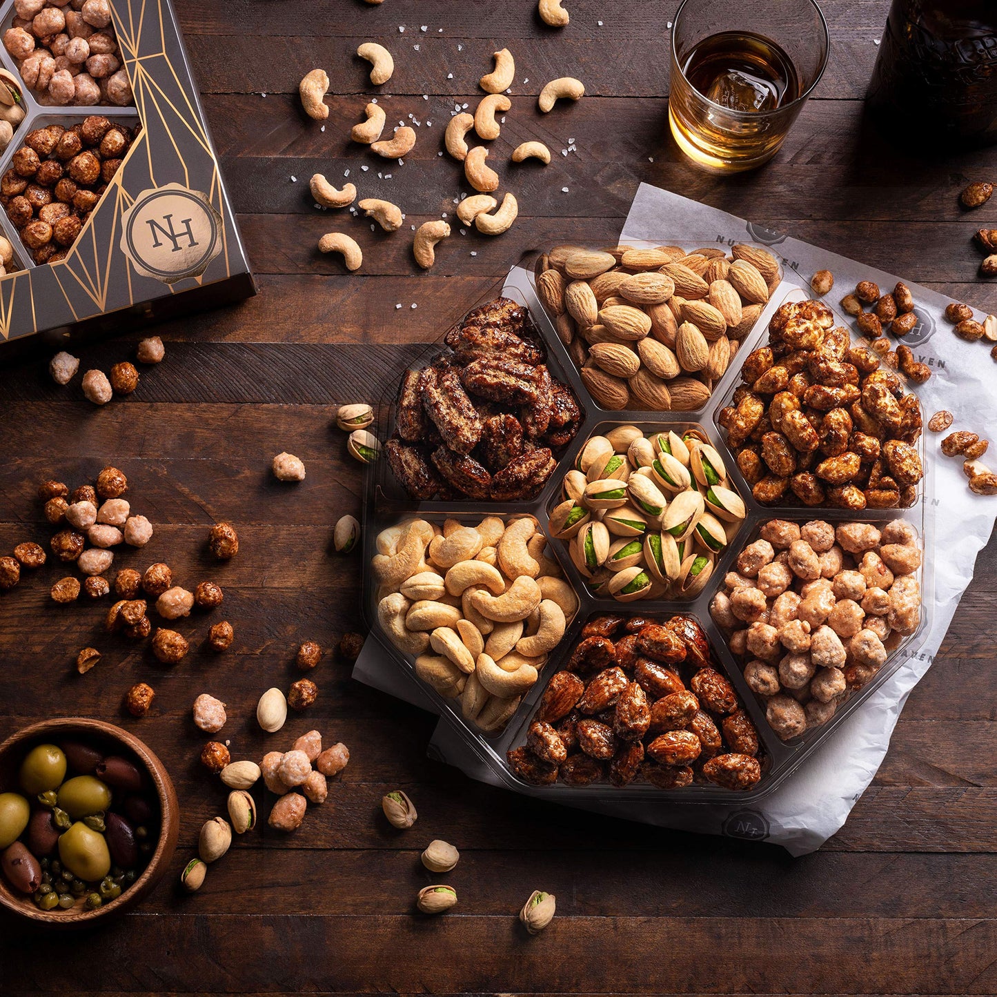 Fathers Day Nuts Gift Basket - Assortment of Sweet & Roasted Salted Gourmet Nuts - Food Gift Box for Dad, Him, Husband, Christmas, Father's Day, Mother's Day, Sympathy, Family, Men & Women