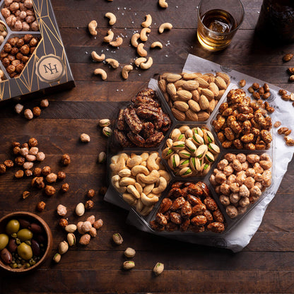 Fathers Day Nuts Gift Basket - Assortment of Sweet & Roasted Salted Gourmet Nuts - Food Gift Box for Dad, Him, Husband, Christmas, Father's Day, Mother's Day, Sympathy, Family, Men & Women