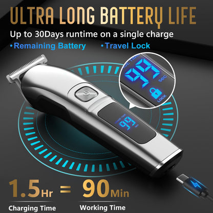 Ufree Beard Trimmer for Men, Waterproof Electric Razor for Nose, Body, Face & Mustache, Cordless Hair Clippers Shavers Grooming Kit, Gifts for Men Husband Father