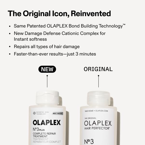 Olaplex N°.3PLUS Complete Repair Treatment: 3-minute Pre-shampoo Treatment to Immediately Repair Hair Damage for Softer, Stronger Hair | For Coily, Curly, Straight, and Wavy