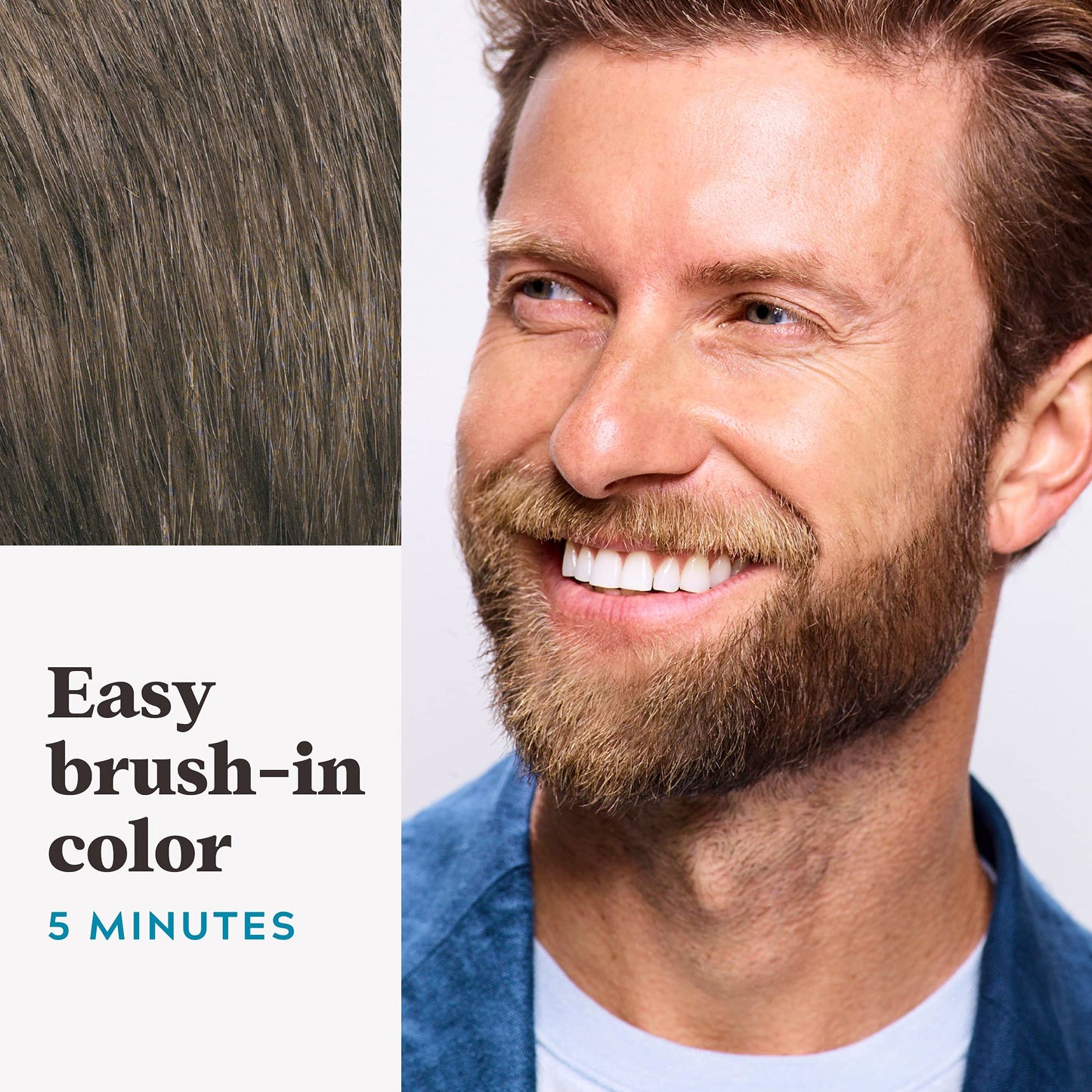 Just For Men Mustache & Beard, Beard Coloring for Gray Hair with Brush, With Keratin Biotin Aloe and Coconut Oil for Healthy Facial Hair - Medium Brown, M-35, Pack of 3