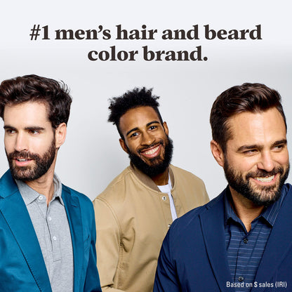 Just For Men Mustache & Beard, Beard Coloring for Gray Hair with Brush, With Keratin Biotin Aloe and Coconut Oil for Healthy Facial Hair - Medium Brown, M-35, Pack of 3