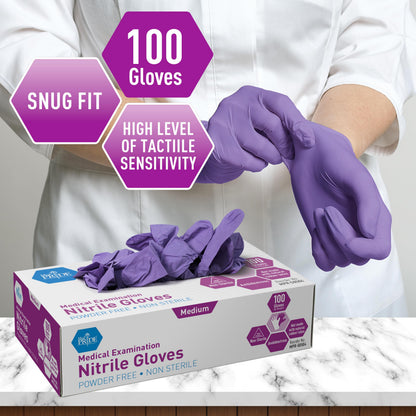 Powder-Free Nitrile Exam Gloves, Iris Blue, Medium, Box/100