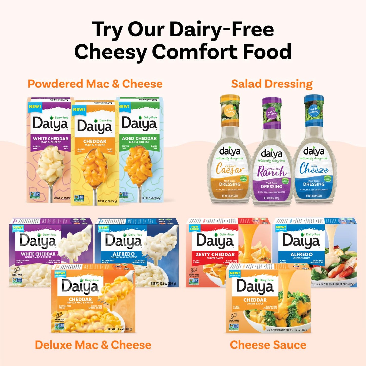 Daiya Dairy Free Zesty Cheddar Cheese Sauce, Plant Based Rich, Creamy, Cheesy Sauce, 14.2 oz (Pack of 8)