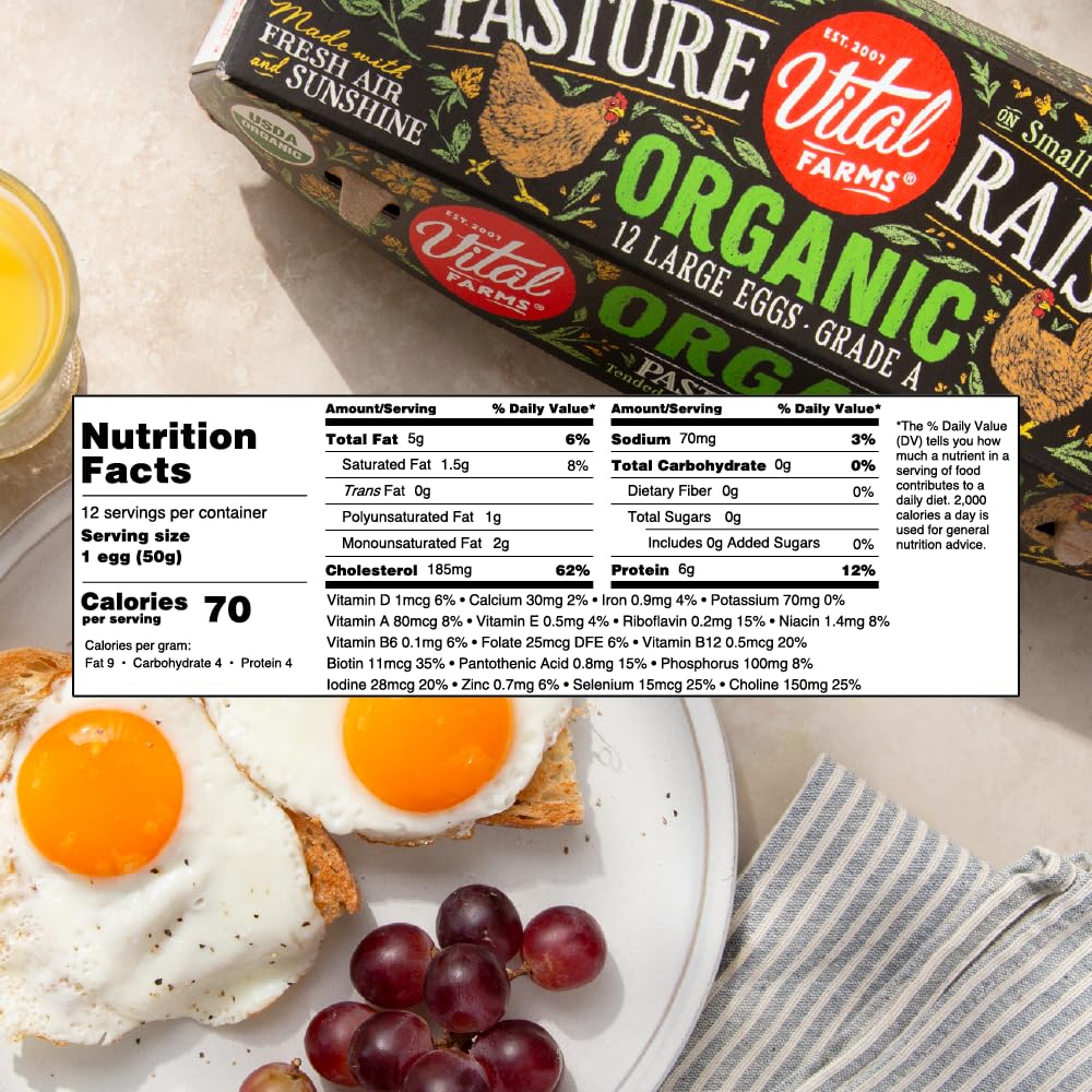 Vital Farms Organic Pasture-Raised Large Eggs 12ct